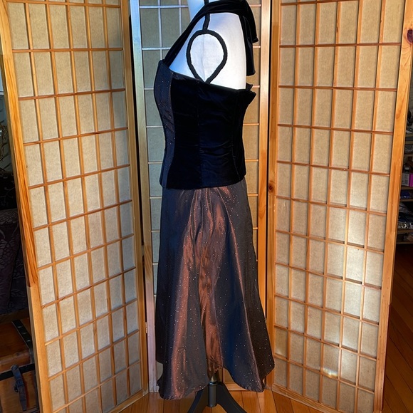 Scott McClintock Dress 3 pc Top Skirt Jacket Brown Taffeta Dress - Picture 3 of 16